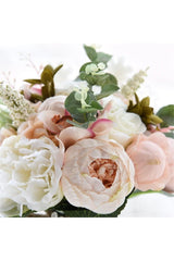 Bride Flower Artificial Flower Pink Rose of Marseille Eucalyptus And Roses Bridal Bouquet - Swordslife