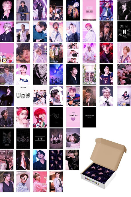 Bts Pink Wall Poster Set - Bts Poster, Adhesive Back Collage Set - 60 Pieces - 10cm*15cm - Swordslife