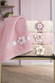 Bukre Hand Embroidered Towel Set 4 50x85 cm