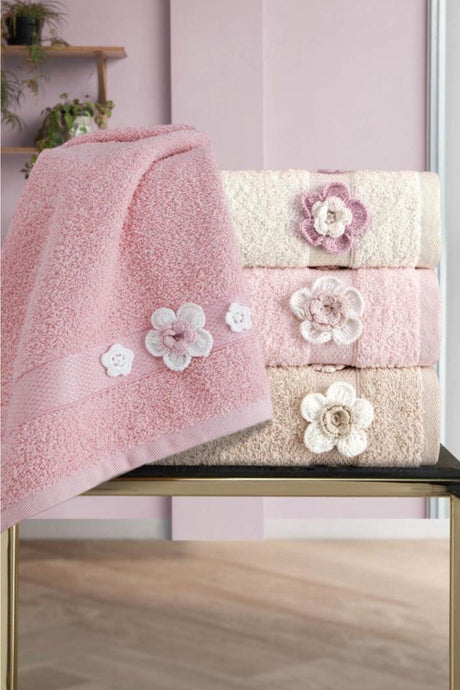 Bukre Hand Embroidered Towel Set 4 50x85 cm