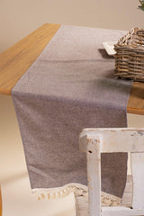 Claret Red Plain Tasseled Cotton Fabric 45x150 Cm Runner Table Cloth - Swordslife