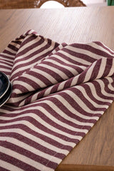 Claret Red Striped Linen Fabric 42x150 Cm Runner Table Cloth - Swordslife