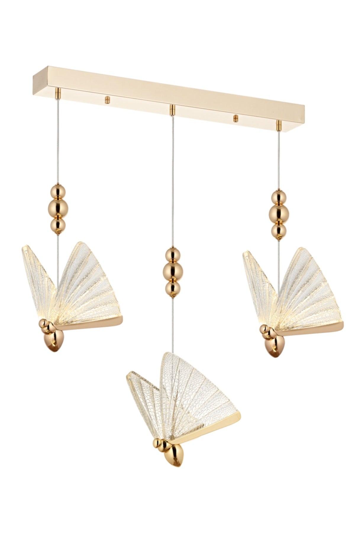 Butterfly 3 Colors Led Yellow 3 Suspended Chandelier Over the Dining Table - Swordslife