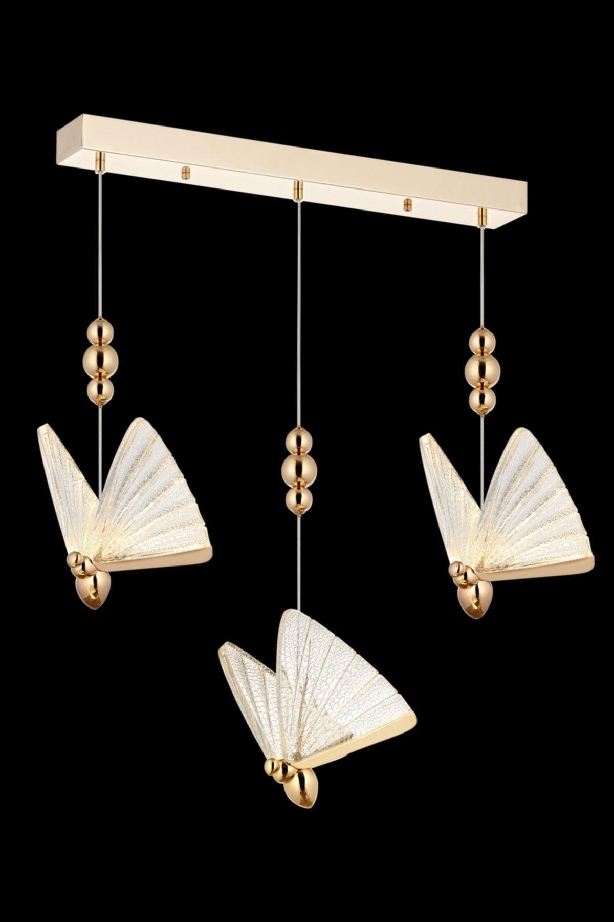 Butterfly 3 Colors Led Yellow 3 Suspended Chandelier Over the Dining Table - Swordslife