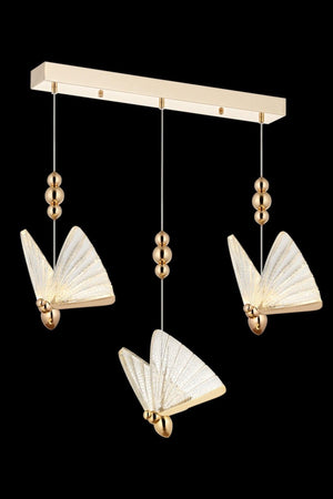 Butterfly 3 Colors Led Yellow 3 Suspended Chandelier Over the Dining Table - Swordslife