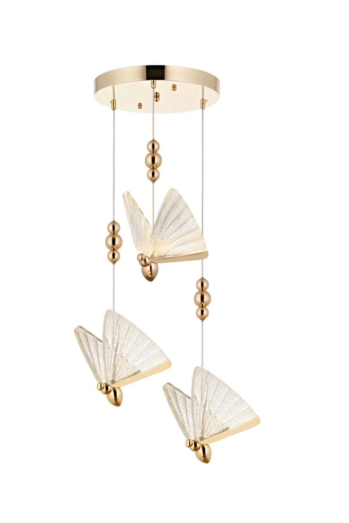 Butterfly 3 Color Led Yellow 3 Suspended Chandelier - Swordslife