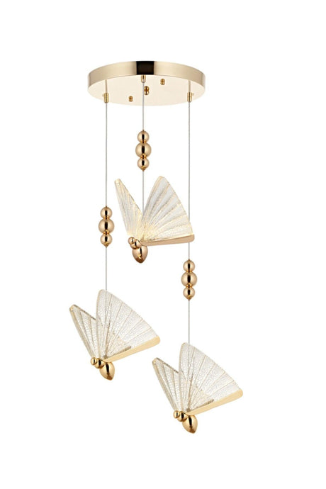 Butterfly 3 Color Led Yellow 3 Suspended Chandelier - Swordslife
