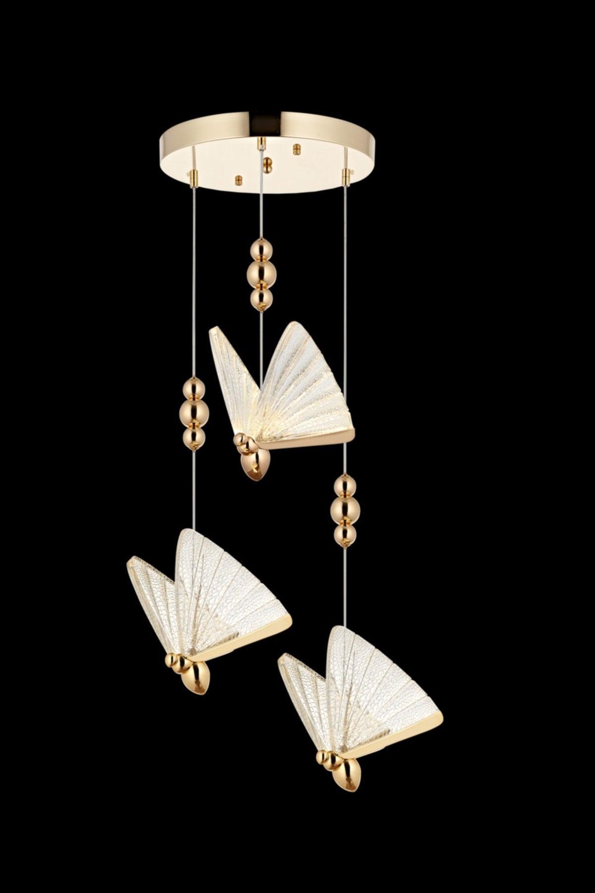 Butterfly 3 Color Led Yellow 3 Suspended Chandelier - Swordslife