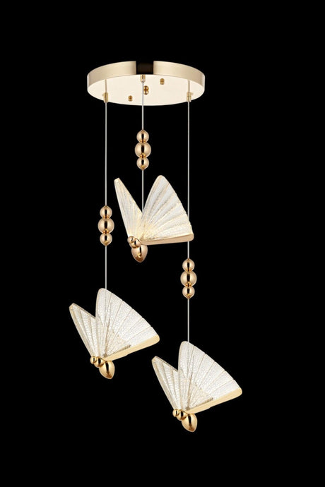 Butterfly 3 Color Led Yellow 3 Suspended Chandelier - Swordslife