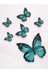Butterfly Figure 6 Pieces Turquoise Wooden Wall Stick Ornament - Swordslife
