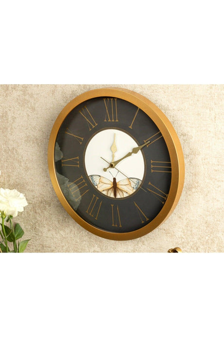 Butterfly Valley Wall Clock 30 Cm Brown - Swordslife