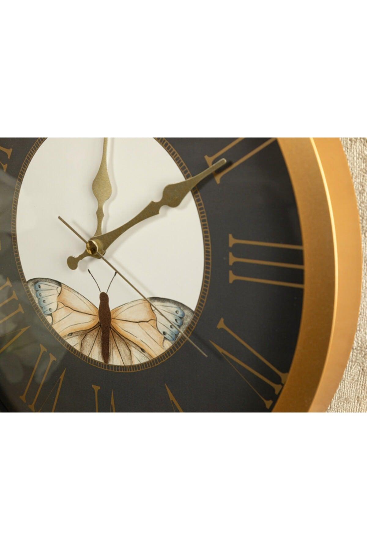 Butterfly Valley Wall Clock 30 Cm Brown - Swordslife