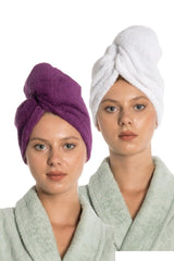 Buttoned Towel Hair Drying Cap Set (2 Pieces) - Swordslife