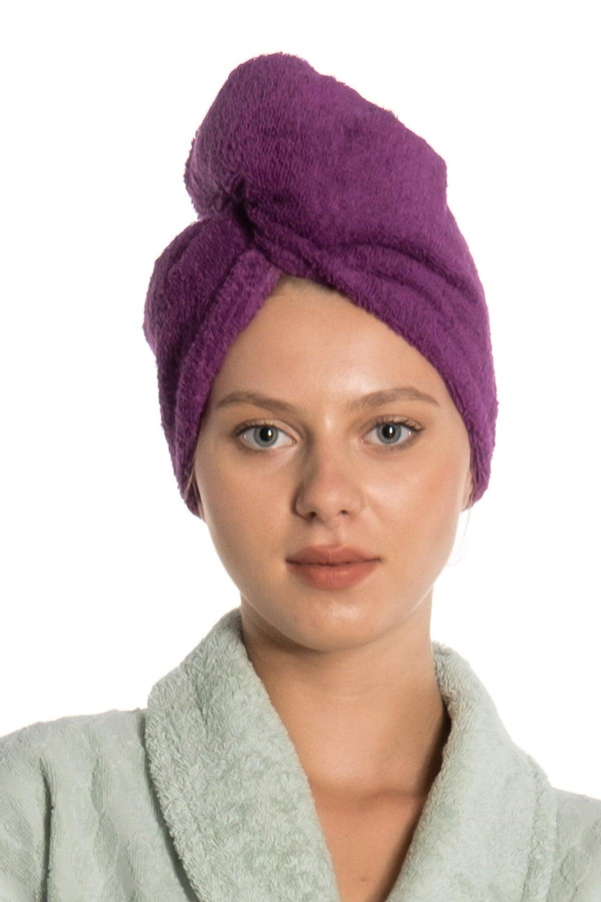 Buttoned Towel Hair Drying Cap Set (2 Pieces) - Swordslife