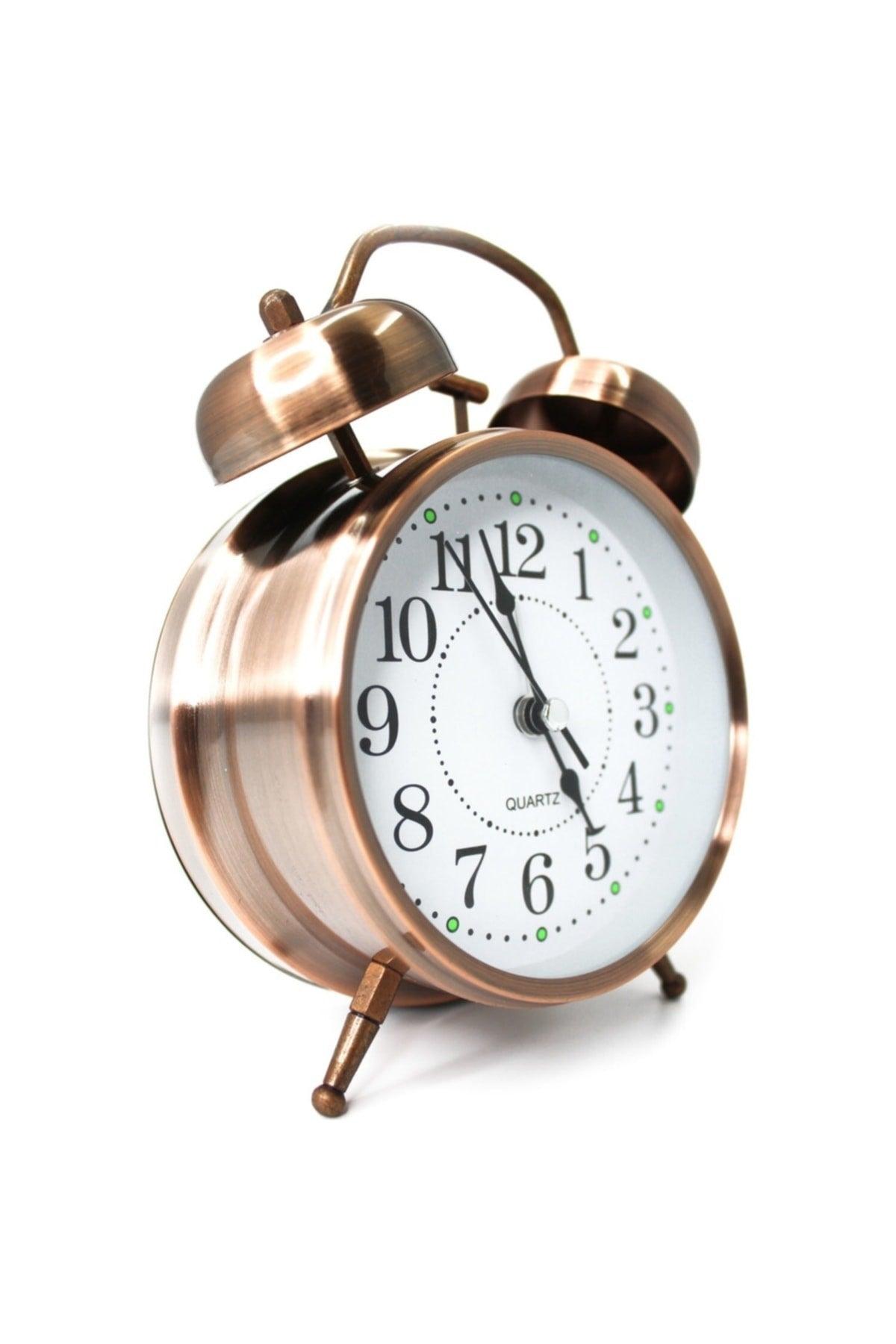 Large Size Tumbled Copper Double Chime Alarm Alarm Clock Flowing Seconds Luminous Desk Clock Nostalgic - Swordslife