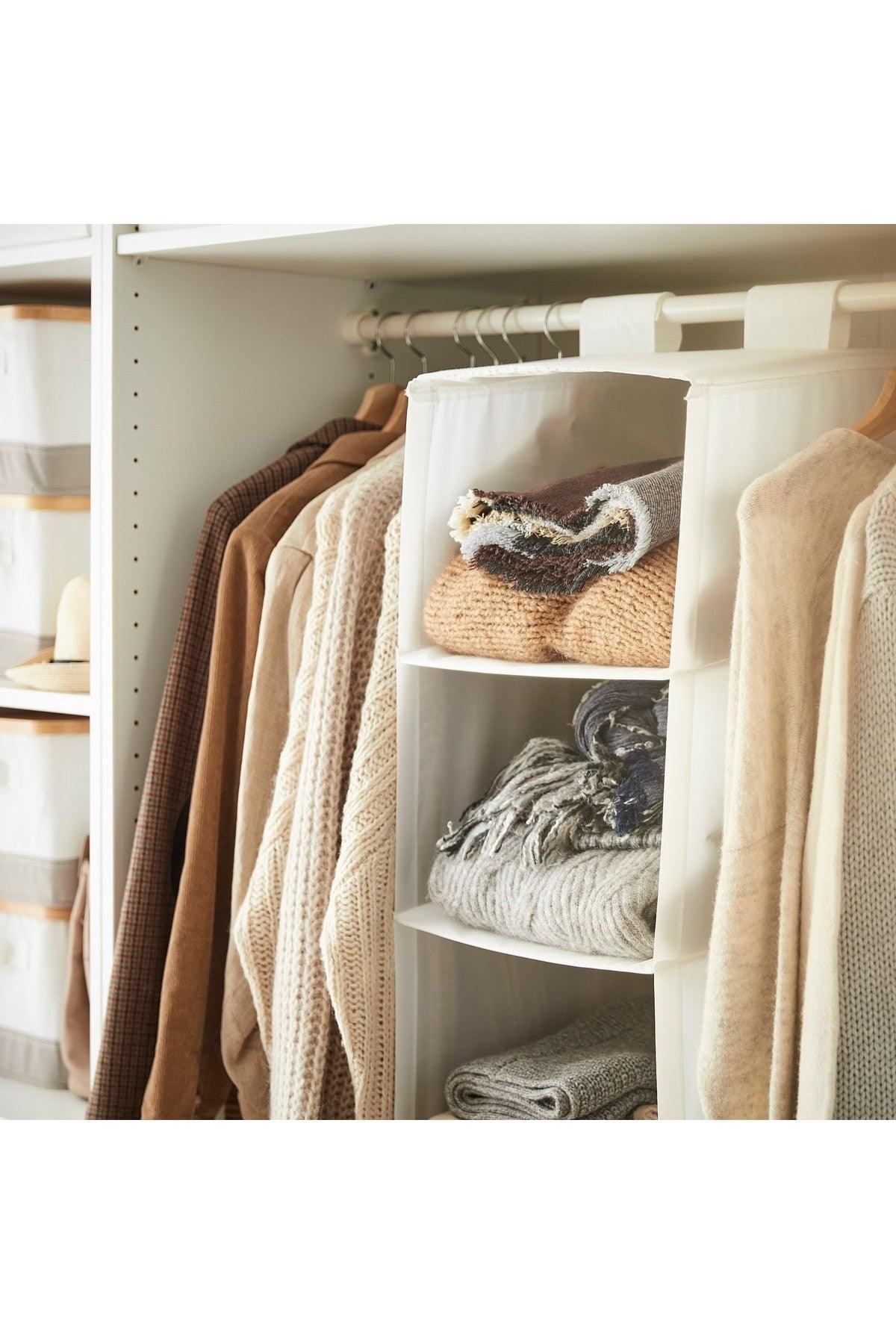 Cabinet Shelf with Hanging Organizer Compartment Ikea A Quality 35x125cm Fabric: 100% Polyester White - Swordslife