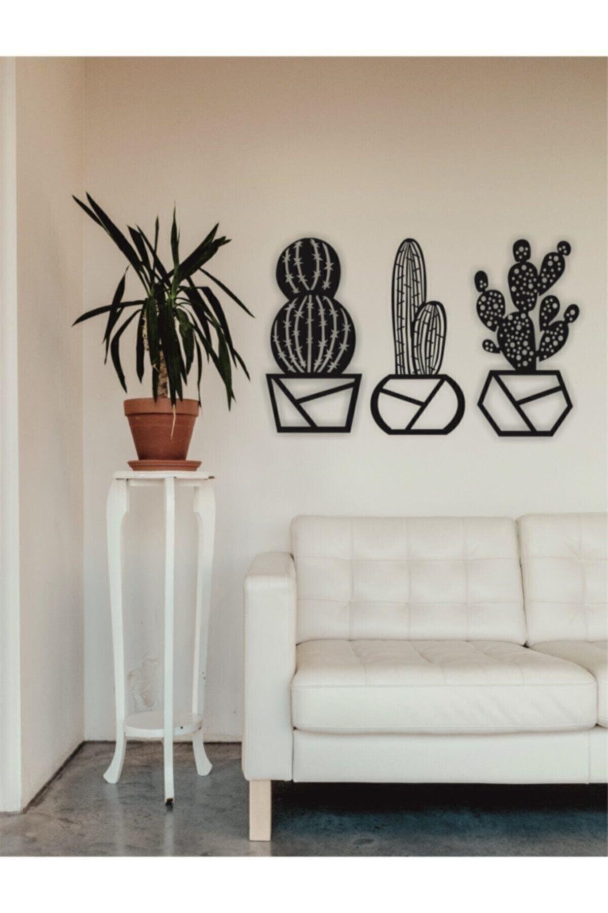 Cactus Set of 3 Wall Decor-Ornament, Laser Cut, Wooden Decorative Painting - Swordslife
