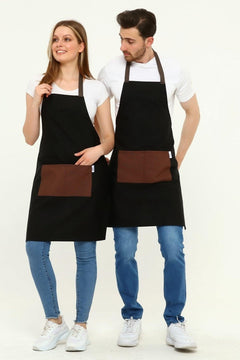 Black stain resistant heavy-duty apron with pocket 80x65cm