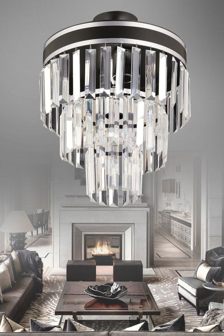 Çağla 3 Piece Black Chrome Gilded 30 Lux Modern Chandelier - Swordslife