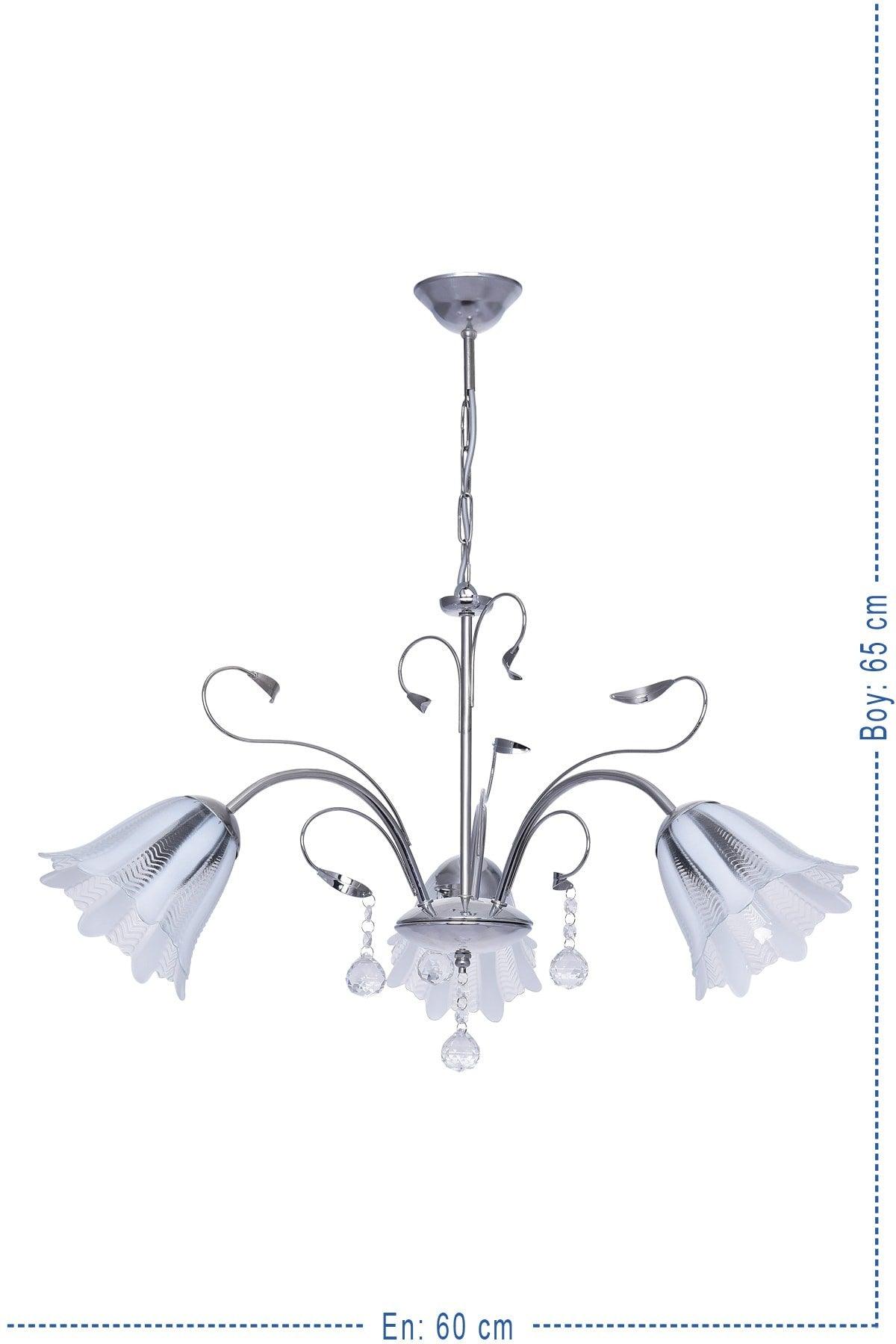 Çağla Triple Chrome Pendant Stone Chandelier - Swordslife