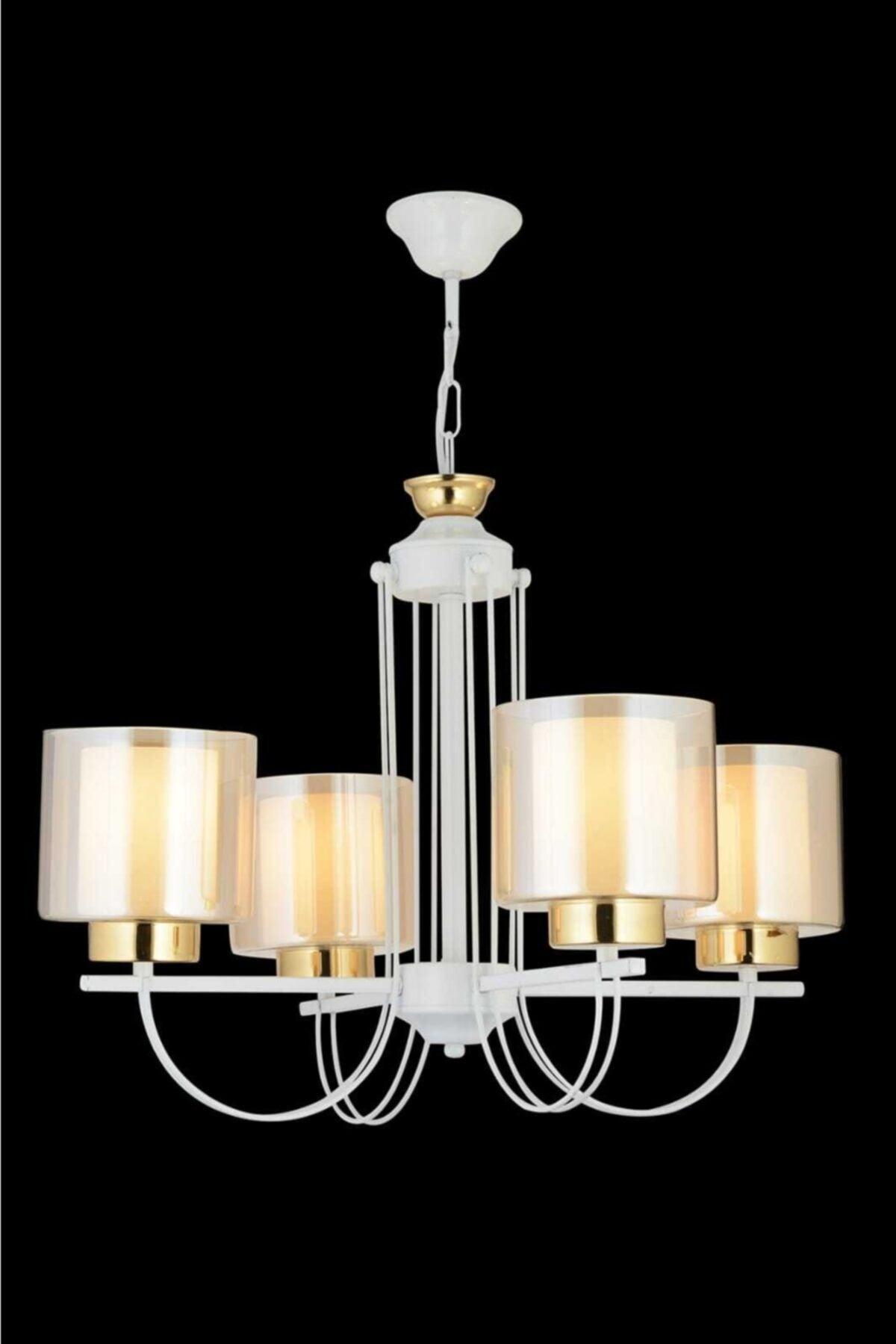 Call 4 Pcs White Double Glass Luxury Upward Facing Chandelier - Swordslife