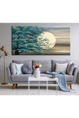 Canvas Painting Green Leaves And Full Moon - Swordslife