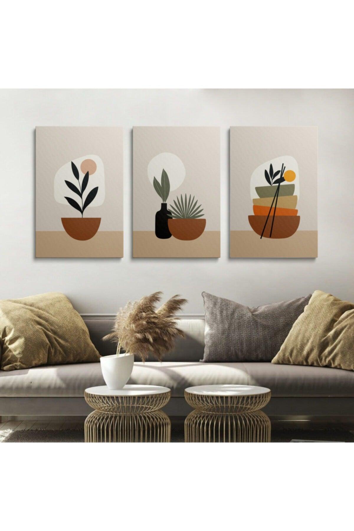Canvas Wall Painting Boho Flowers 3 Piece Canvas Painting Set - Swordslife