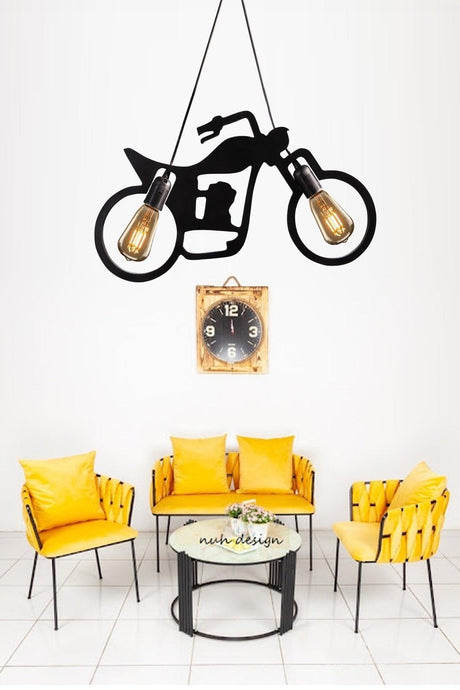 Capır Motor Bicycle Chandelier Pendant Lamp Modern Rustic Decorative Retro 2 Li Lamp - Swordslife