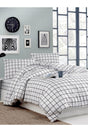 Ranforce Natural Cotton Duvet Cover Set with Elastic Fitted Black Checkered Double - Swordslife