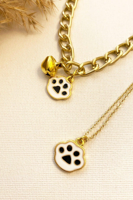 Cat Collar Cat Necklace Black Paw Detailed