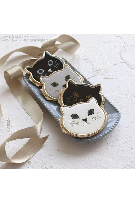 Cat Design Cosmetic Pocket Bag Mirror Covered Hand Makeup Mirror Apparatus - Swordslife