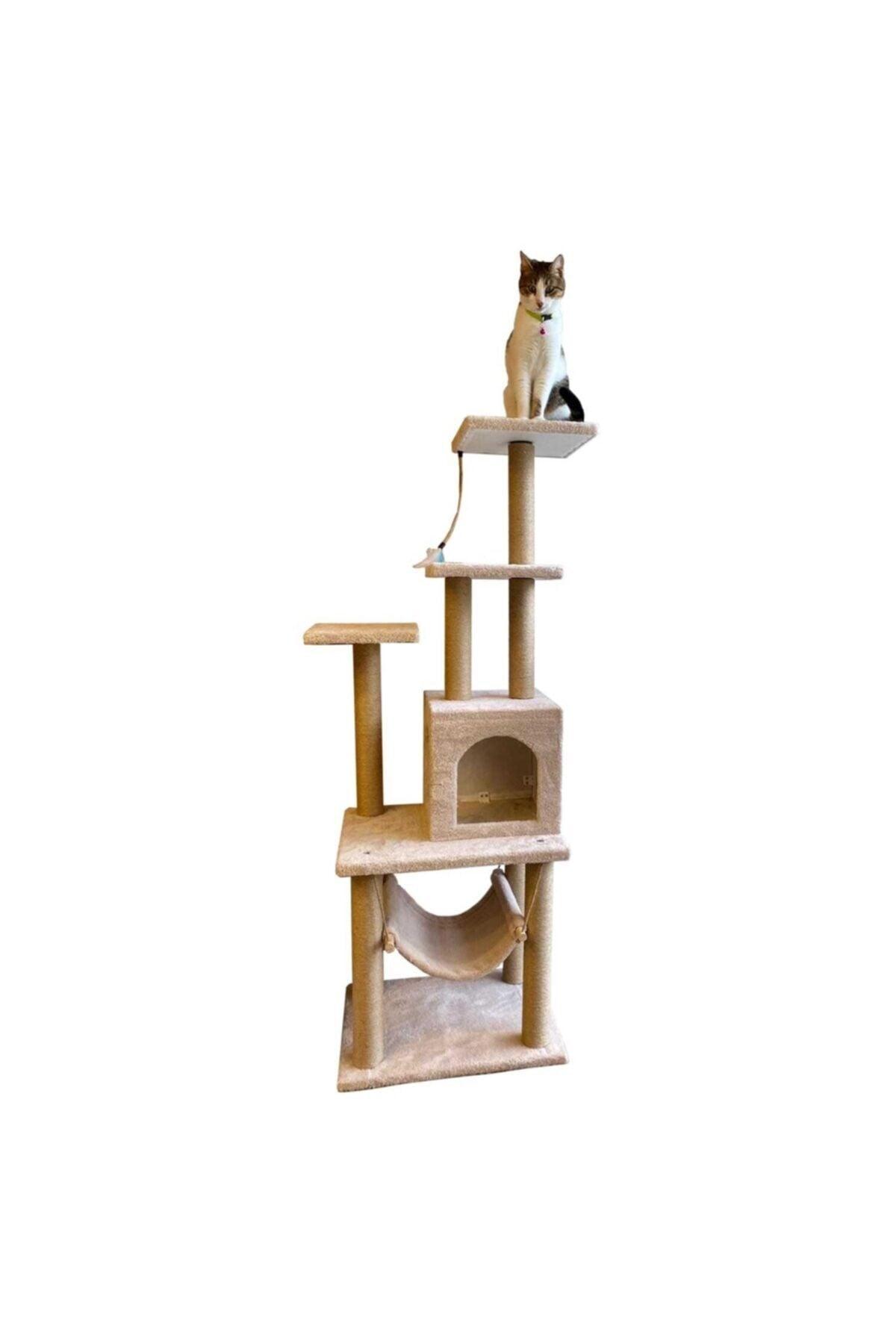 Cat Scratching House Multi Storey 140 Cm Beige Color