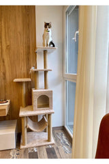 Cat Scratching House Multi Storey 140 Cm Beige Color
