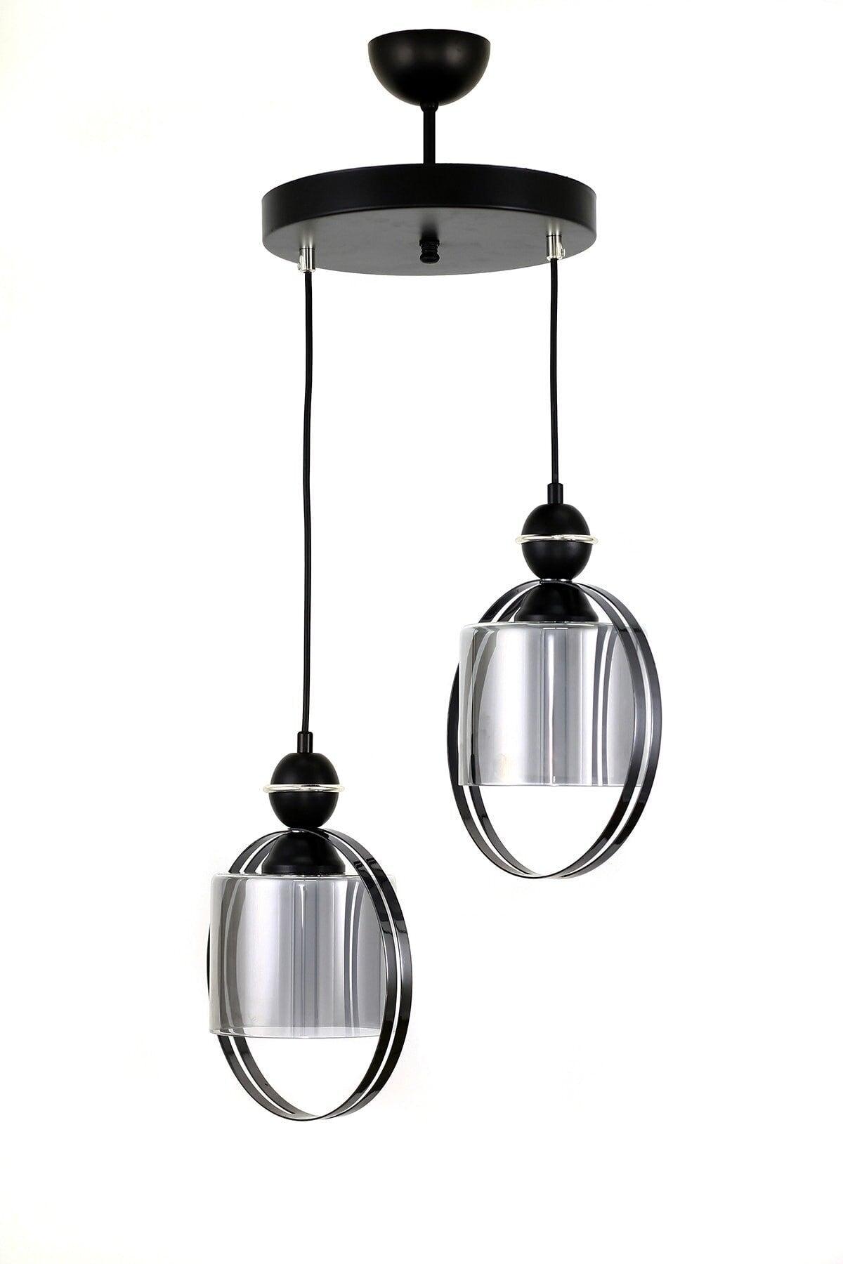 Circle 2 Li Black-Chrome Color Pendant Chandelier - Swordslife