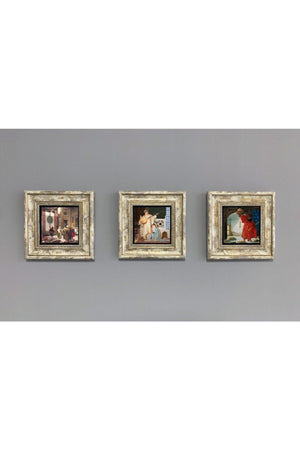 Framed Stone Wall Decor Set of 3-OSMAN HAMDİ TABLELARI-WALL FRAME SET - Swordslife