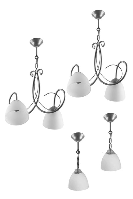Chandelier Modern Double Chandelier Single Chandelier Gray Color White Glass Chandelier - Swordslife