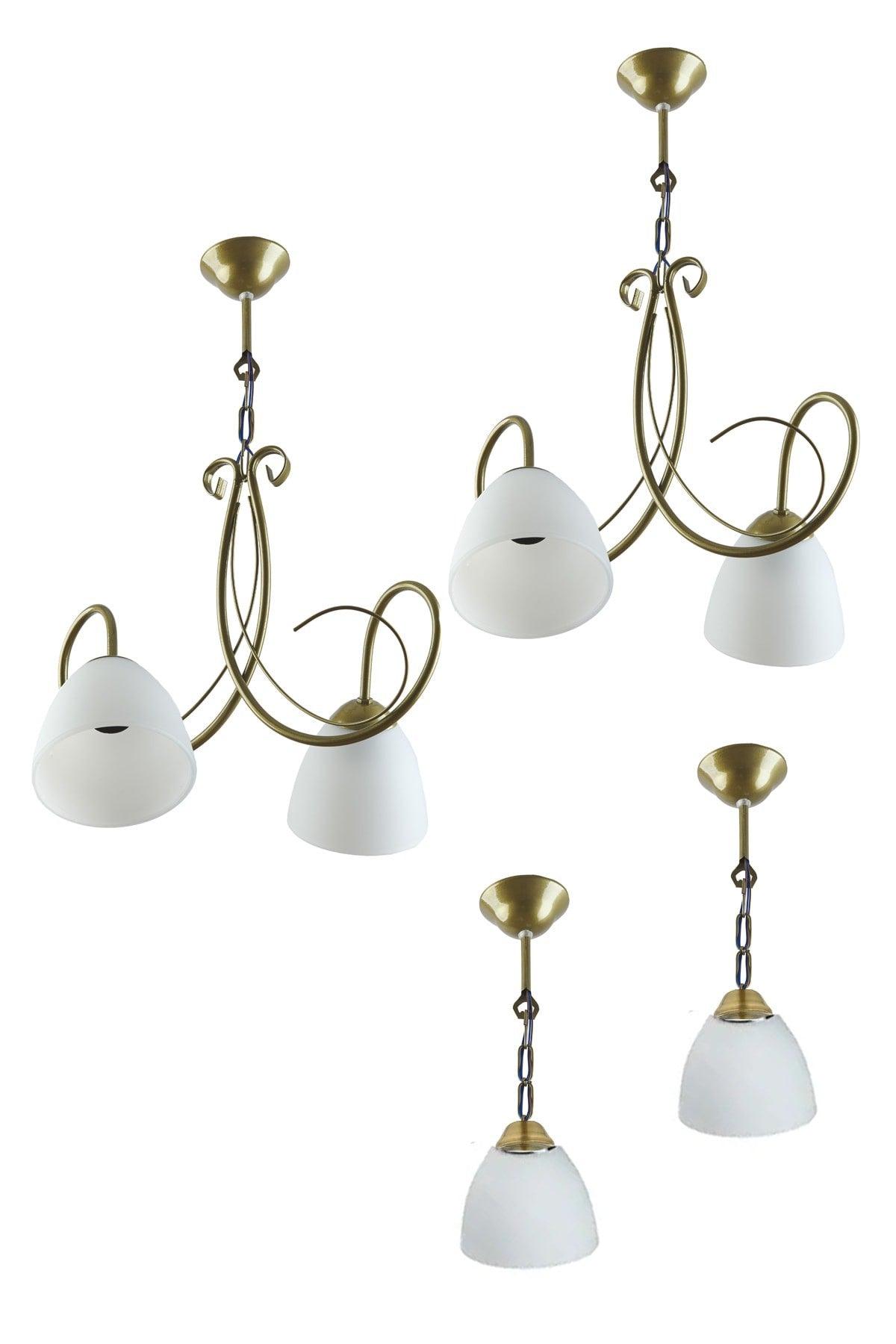 Chandelier Set Modern Double Chandelier Single Chandelier Tumbled Color White Glass Chandelier - Swordslife