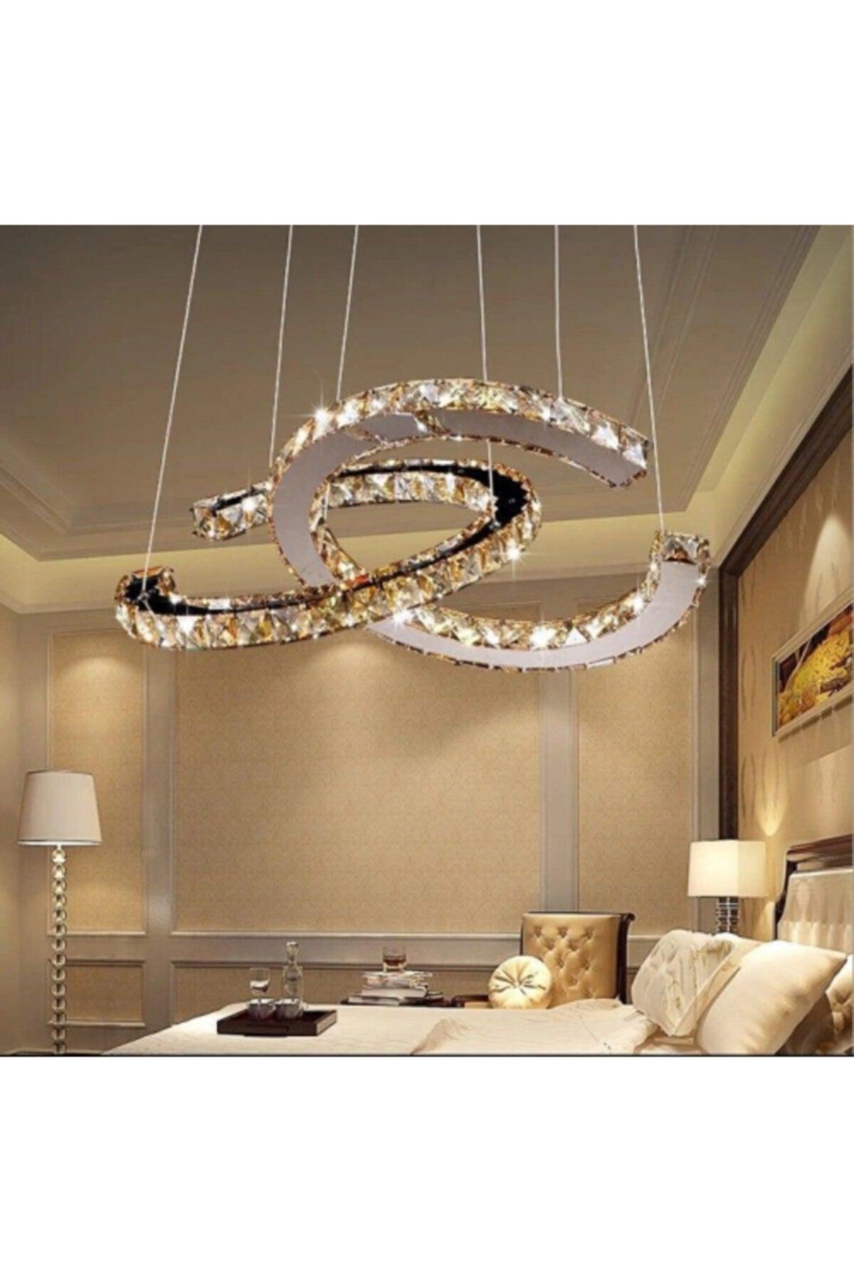 Chanel 3 Color Luxury Crystal Stone Led Double Chandelier - Swordslife