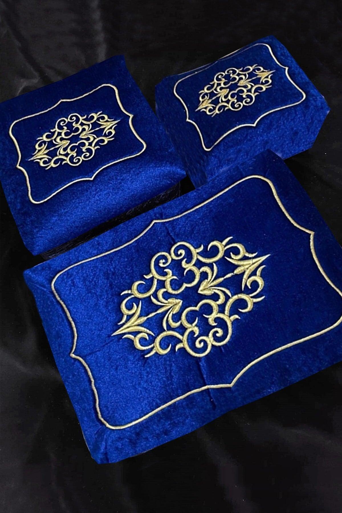 Dowry Gold Embroidered Velvet Engagement Scrap 3 Pcs