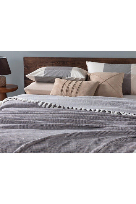 Chevron Woven Double Bedspread 240x260 Cm Purple - Swordslife
