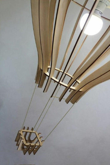 Natural Wood Mdf 3d Puzzle Laser Cut Flying Balloon Chandelier For Kids Teen Room - Swordslife