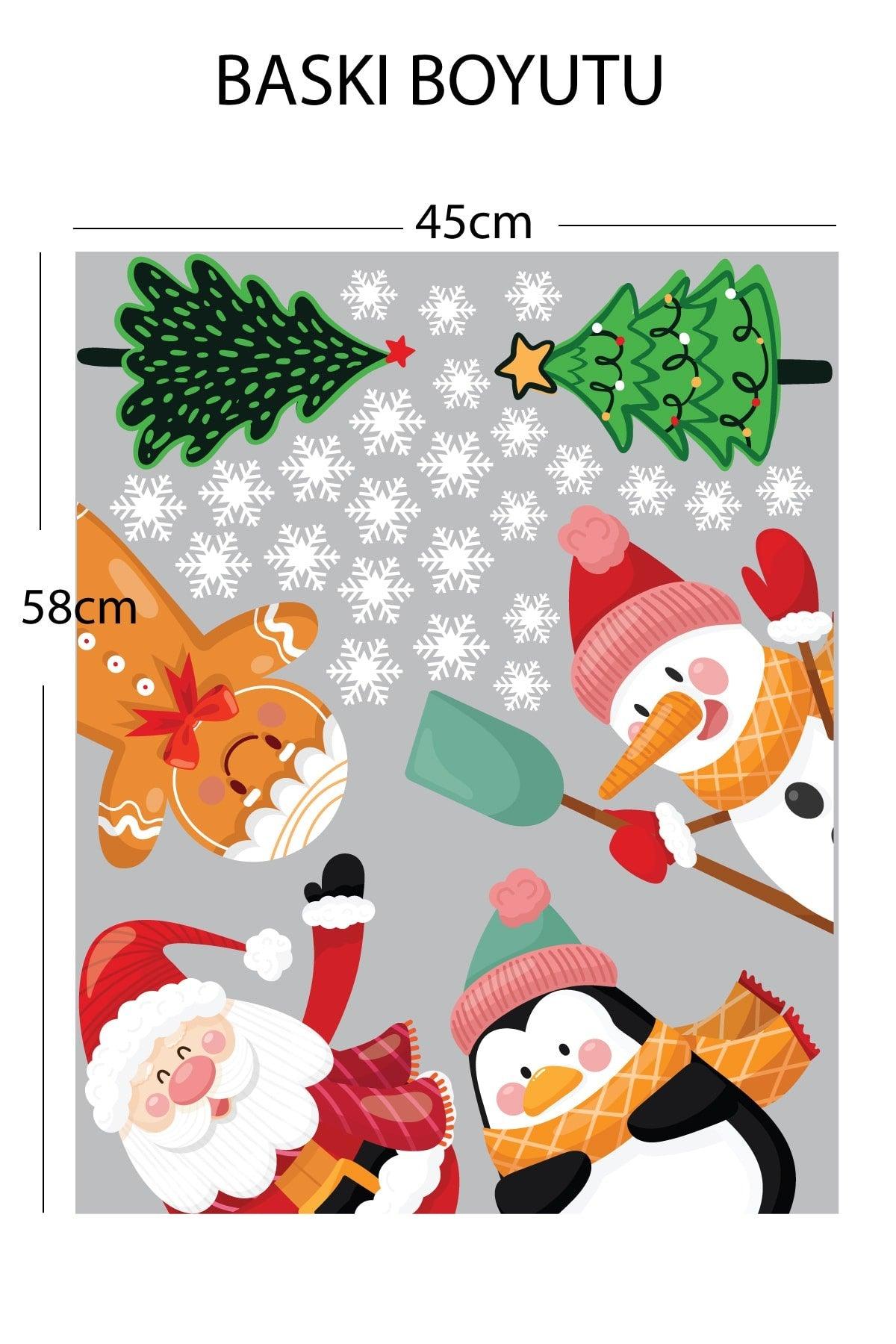 Christmas Santa Claus, Penguin, Snowman, Cookie Man Glass, Wall, Door Sticker - Swordslife