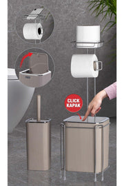 Chrom Ersatz-Wc-Papier - Gestreifte quadratische Mink Müll Eimer und Wc Brush Set - Swordslife