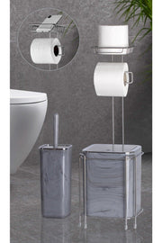 Chrom Ersatz-Wc-Papier - Square Marble Gemusterte Müll Eimer und Wc Brush Set - Swordslife