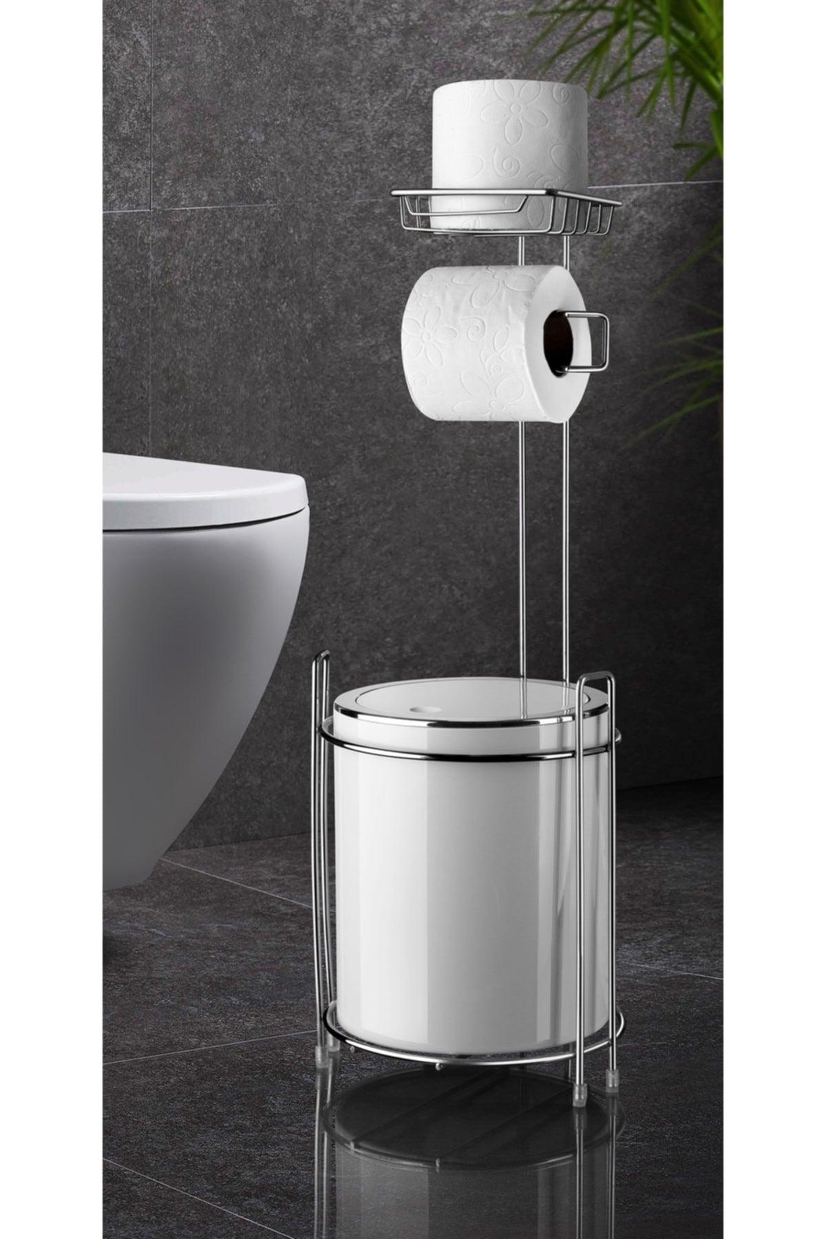 Chrom Ersatz Wc Papier und weiße Müll Eimer - Swordslife