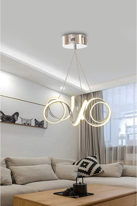 Chrome Modern Pendant Lamp Daylight Curl Led Chandelier - Swordslife