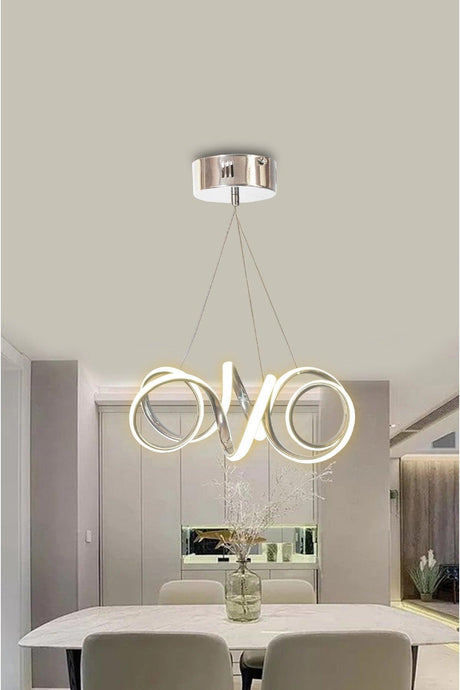 Chrome Modern Pendant Lamp Daylight Curl Led Chandelier - Swordslife