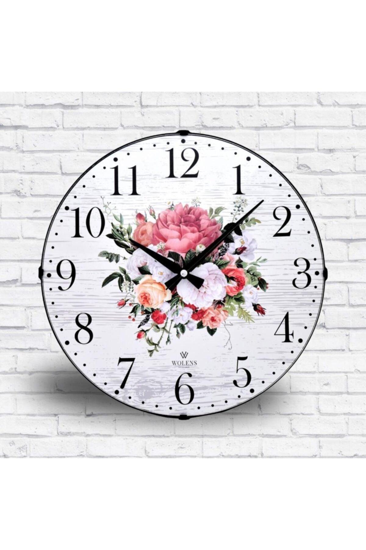 Floral Wall Clock, 33,cm Real Glass (FROM MANUFACTURING SALE) Shipped in Working Condition - Swordslife