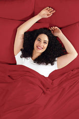 Double 100% Cotton Combed Cotton Elastic Bed Sheet | Red - Swordslife