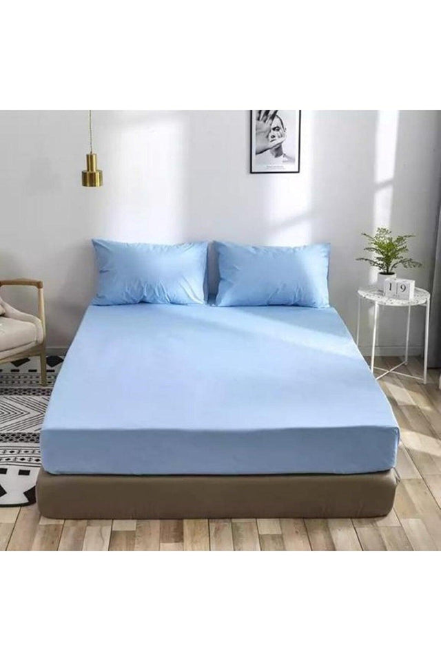 Double Elastic Bed Sheet + 2 Pillow Cases 160x200 Blue - Swordslife